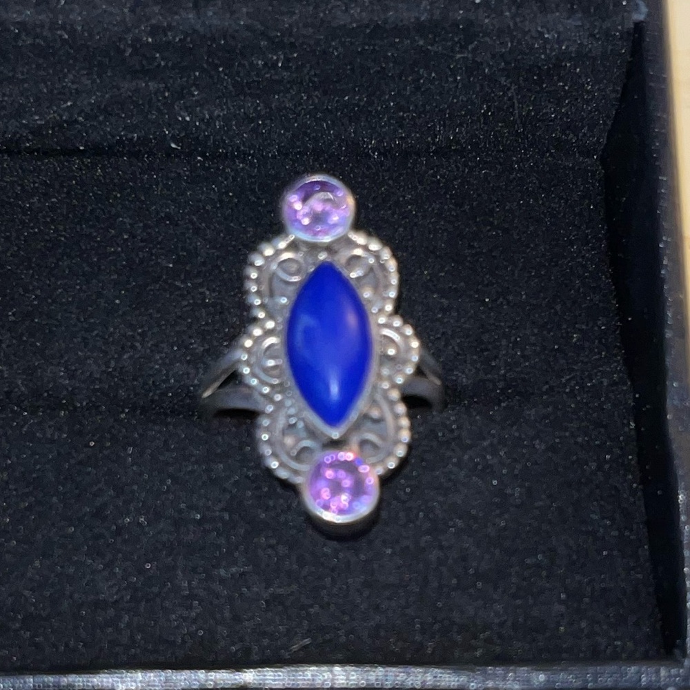 Sterling Silver Lapis Lazuli and amethyst ring